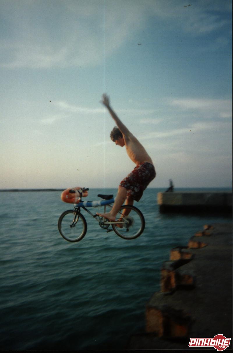 this is tyler my buddy riding a bike we found of the pier in kincardine