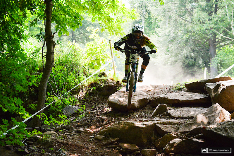 Kristen enters the final rock garden before sprinting towards an eventual win