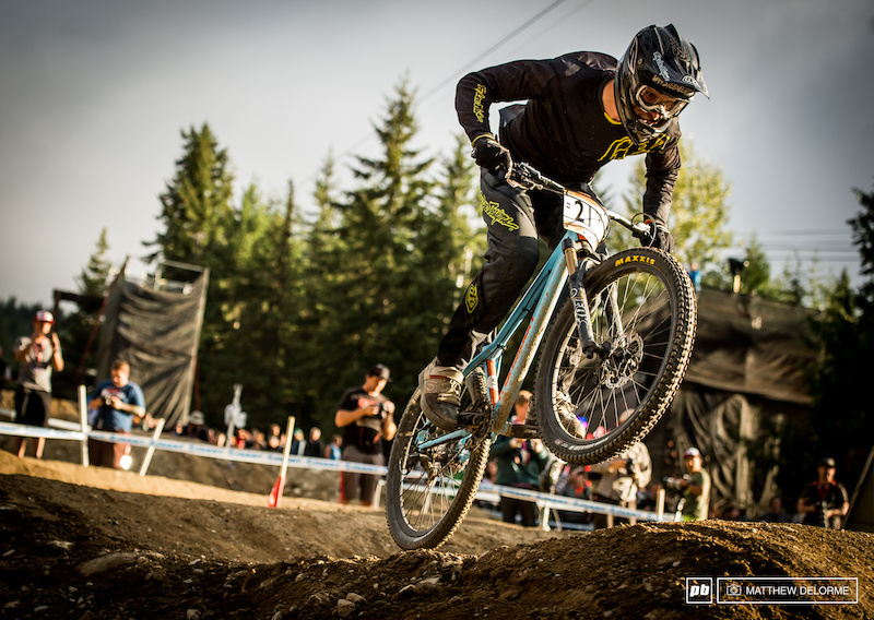 Bas Van Steenbergen muscling out of the toilet bowl onto the lower section of the track.
