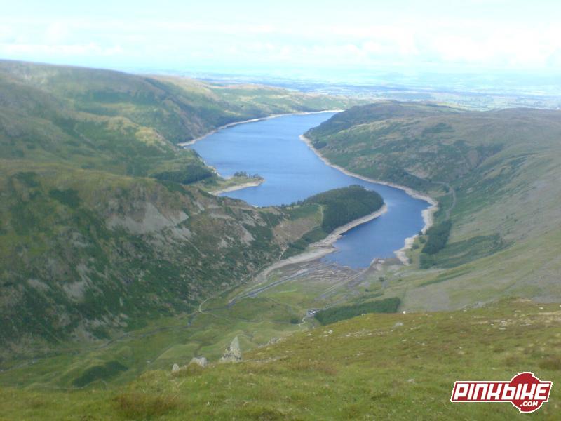 view over haweswater reservoir in the summer when it was getting low