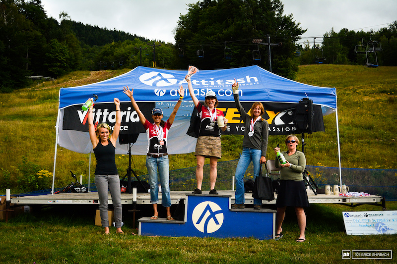 Podium shot from the Eastern States Cup Super-D and Enduro at Attitash