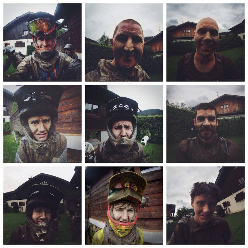 Our faces at the end of one of many very muddy days.