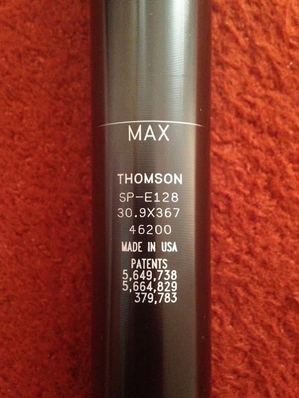 2014 Thompson Elite Seatpost 30.9mm x 370mm not rockshox fox race