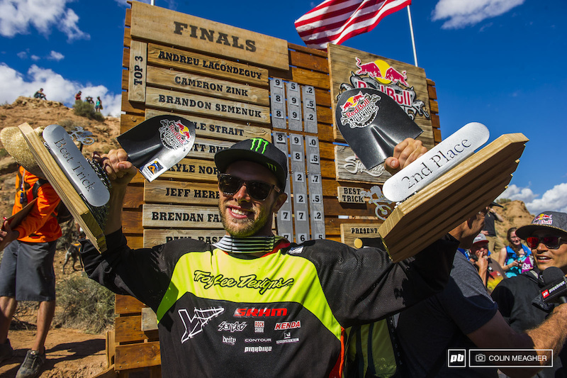 Second place, but the 360 heard round the freeride world was nothing but insane. Cam Zink taking home second place and the best trick award. Mental!