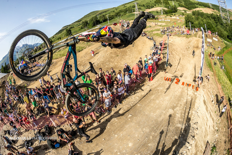 Superman close up during the best whip at crankworx 2 Alpes