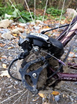 Mud so thick rear wheel turned but snapped derailed hanger.