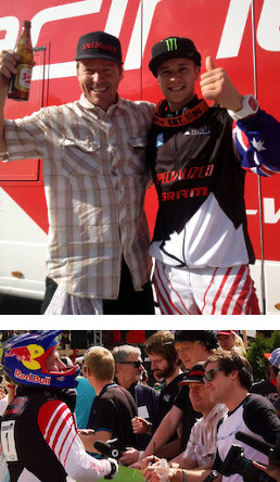 Eric Carter and Troy Brosnan top, EC and Aaron Gwin, bottom