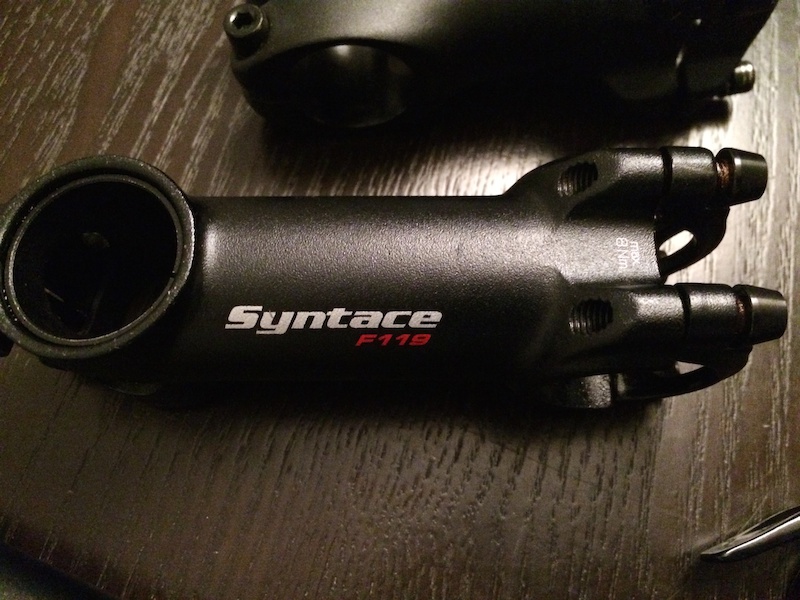 Syntace F119 with Black Ti Bolt kit
90mm 31.8mm 1-1/8" or 1-1/4" for Giant or Canyon by removing Shim