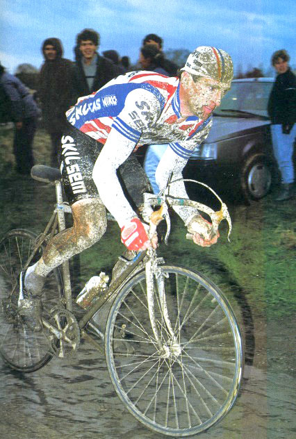 ''Muddy &amp; unbowed.
The Classic man winning in the Classic race,,, Classicly !!!''...In 1984, Sean Kelly won his first Paris-Roubaix. The twenty-seven year old with the Skil-Sem team bided his time picking carefully through the many crashes &amp; pavé to avoid falling. Muddy wet conditions seem to work for the tireless Irishman. He seem to enjoy the apocalyptic pavé. The bigger the better. Or at least, worse for his foes. After the 1960's, many of the cobblestone roads were paved with asphalt, so the organizers turned the latter part of the race to small farm roads and forest trails that date from the Napoleonic era. L'Enfer du Nord, the hell of the North was born.