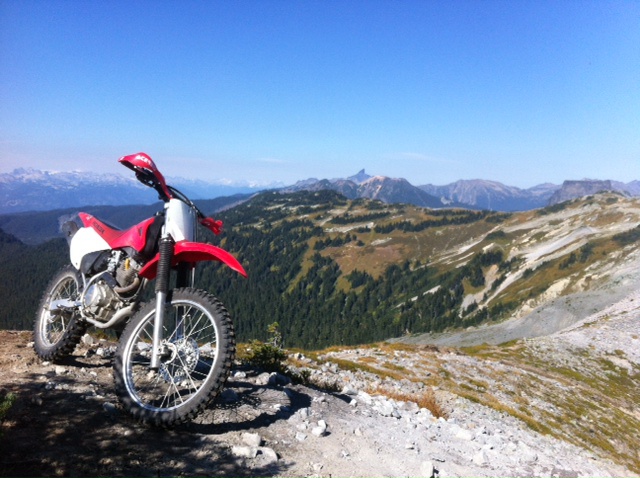 Long ride up to the alpine, stunning views alongside great trail riding... with a motor!