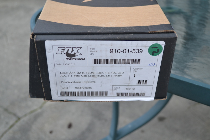 2014 Fox Fork F29 100mm 15QR CTD Taper Factory