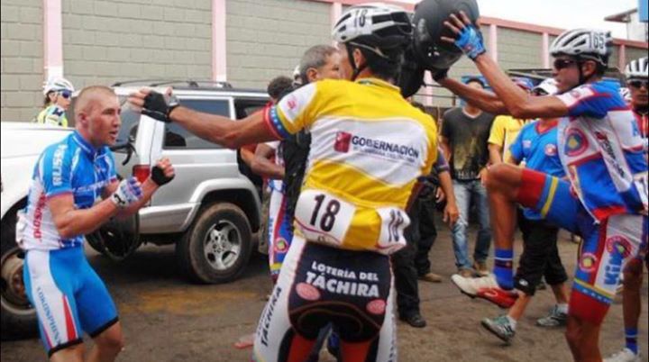 First UCI race of 2015, first brawl. Russians vs Venezuelans at the Vuelta al Tachira.