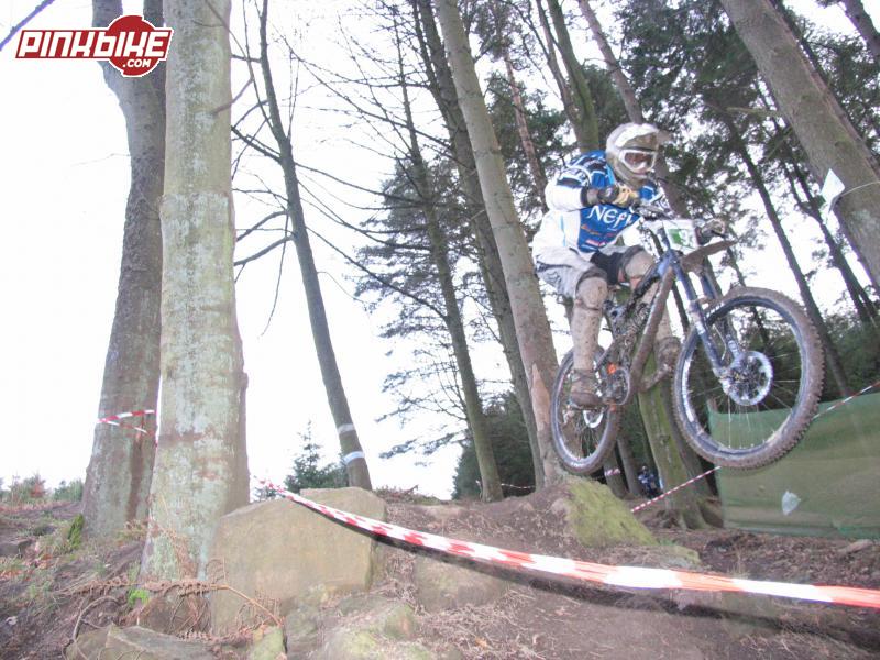 hammering the first drop at hamsterley dh looking good 