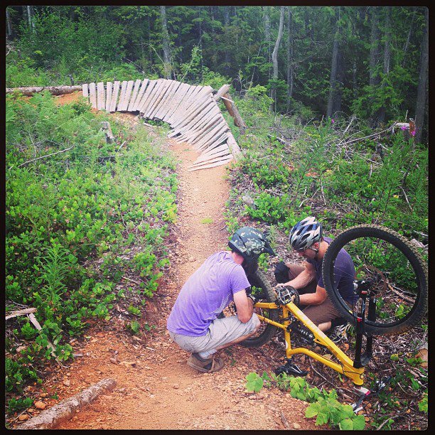 attempting to fix a bent rear disc to finish the trail