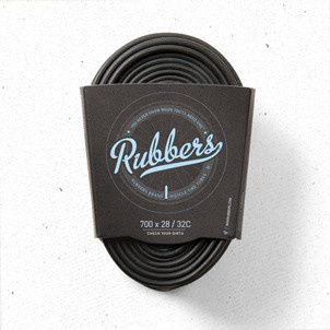 Rubbers was created with a little fun in mind, minimal packaging for less waste and a tapered design so it slides right into your bag or jersey pocket. Plus, every one comes with a handy patch kit. 
Inner tubes are the unsung heroes of every bike shop and tool kit. So wy do they sit on half-hidden shelves, stuffed into ugly boxes, ignored until they're needed? And when you need one, it's a capital "N" kinda need.
No matter what size you need we have you covered: