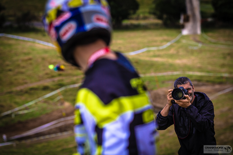 Gee Atherton is framed up by the media Photo by clint trahan Crankworx