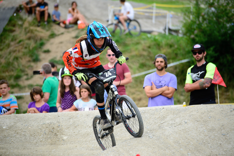 Siel VAN DER WELDEN BEL gives it all the Rookies Pumptrack Challenge during the Kona International Rookies Games in Tyrol Austria on August 7 2015. Free image for editorial usage only Photo by Felix Oesterle