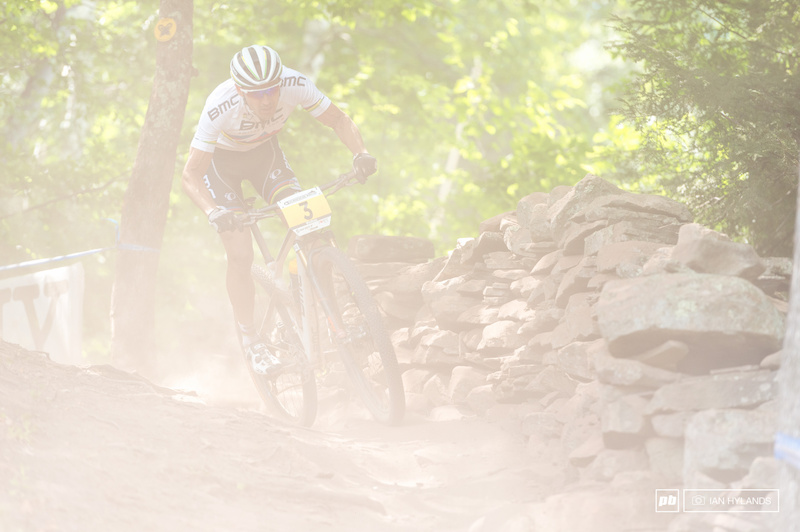 Absalon, right behind Schurter and breathing his dust all the way...