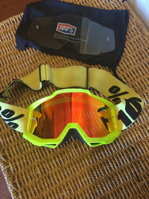 100% Accuri Goggles Fluo Yellow - Mirror Lens For Sale