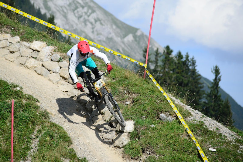 PURNER Benni AUT races down the downhill track on the Nordkette Singletrail during the Nordkette Downhill.PRO in Innsbruck Austria on August 29 2015. Free image for editorial usage only Photo by Felix Oesterle.
