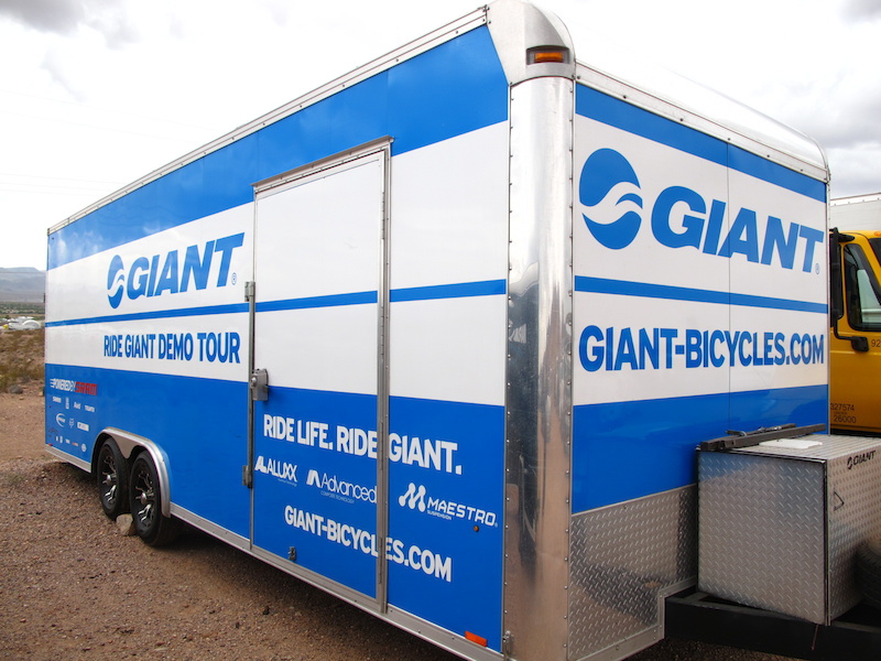 Sometimes you need more space than a van and that's when you get a trailer like this one that's part of the Ride Giant Demo Tour.