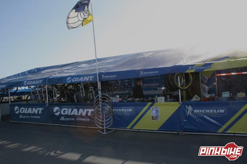 Giant and Michelin team up for one of the biggest trailer set ups each year.