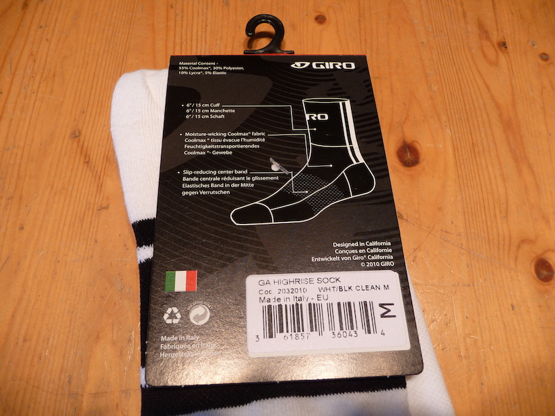 Giro High-Rise Cycling Sock.  Size M.