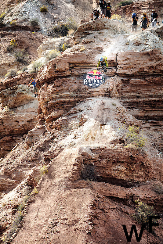 McGazza taking flight on one of the larger drops on the 2015 Rampage course. 
Pretty awesome watching these guys taking the gloves off out there!

Virgin, UT.