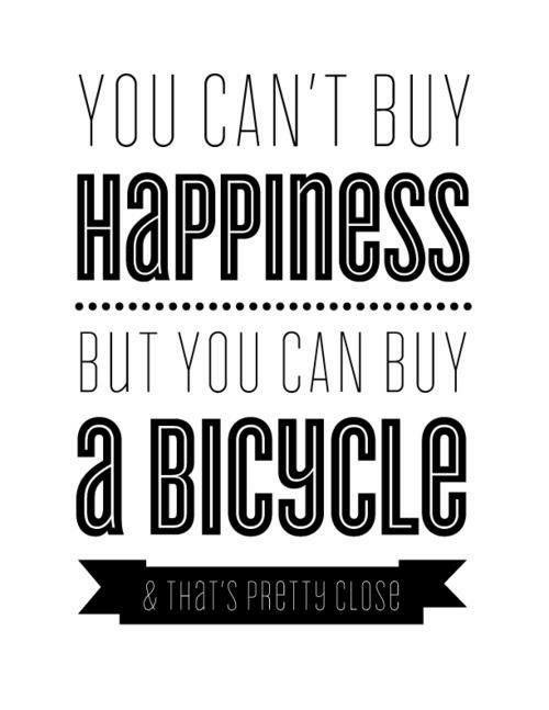 Cycling = happiness.