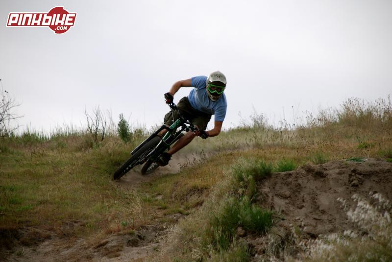 Getting disqualified on the berm trail...