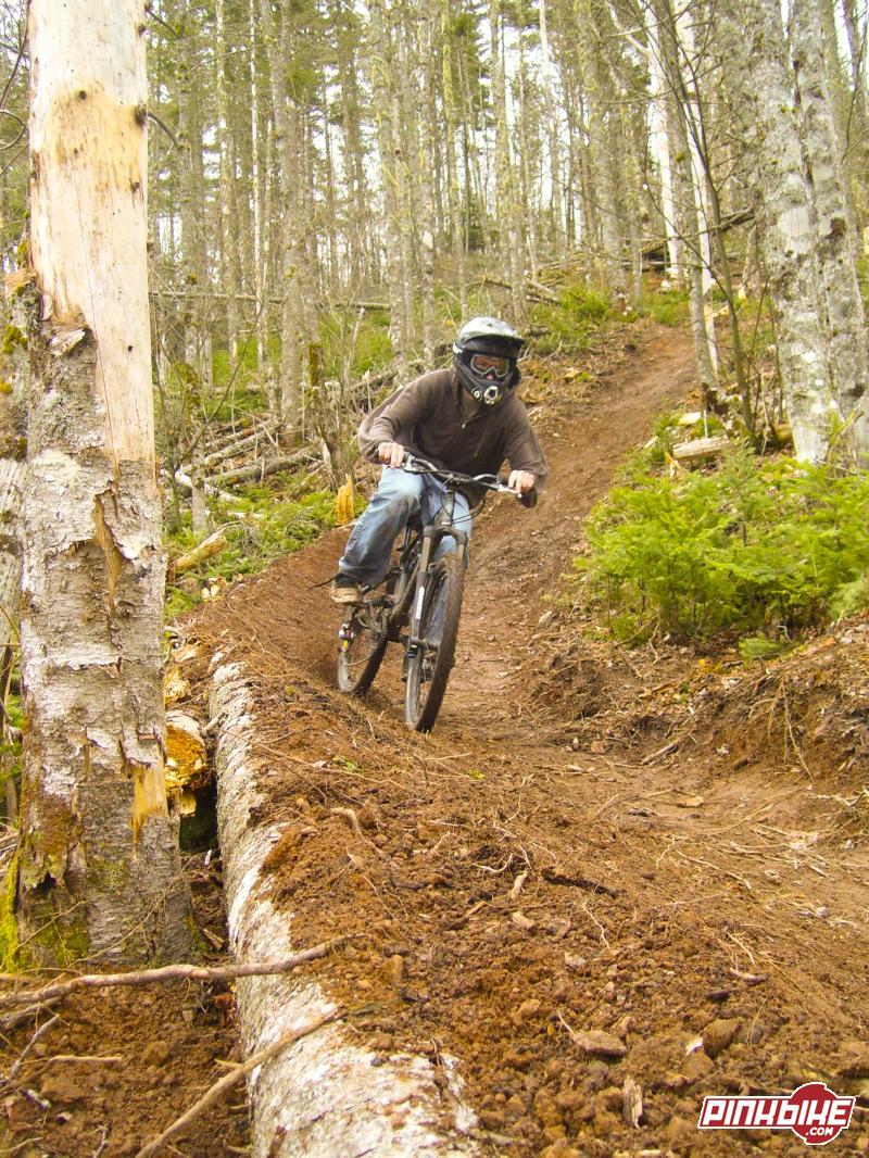 Bombing the berm on the new trail