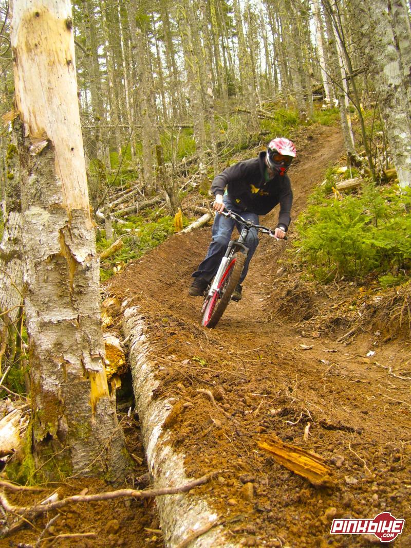 Bombing the berm on the new trail