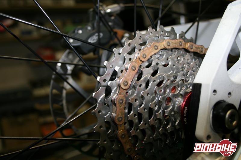 SRAM PG990 cass. with Wipperman gold chain