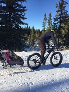 Winter Fat Biking with a Kids’ Trailer on Skis