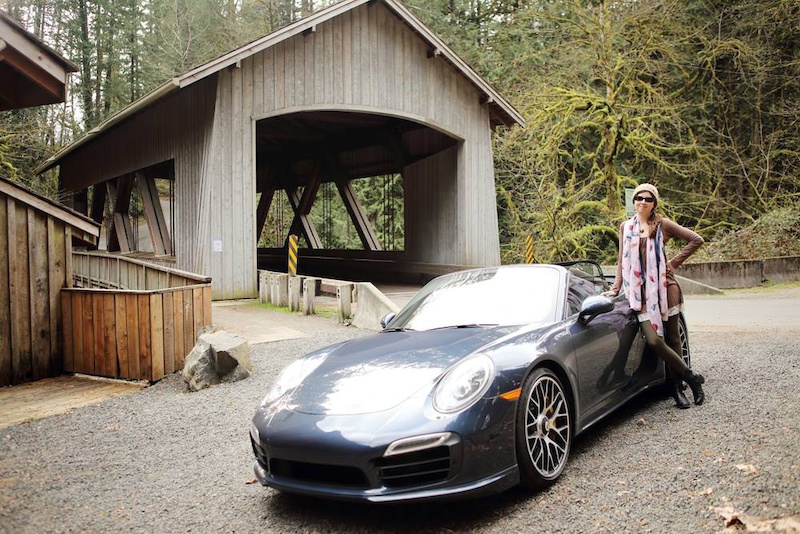 Mercedes with a new Porsche... kinda scary having her at the wheel