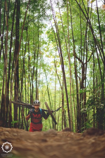 Maurin hiking in the bamboo forest