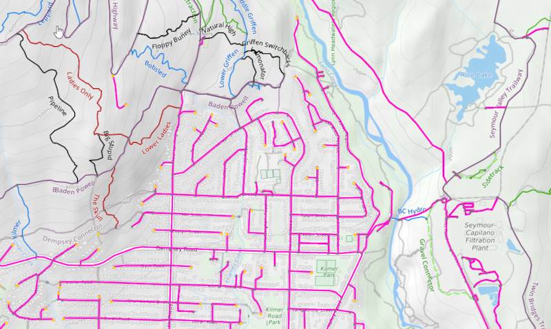 road network links on trail map