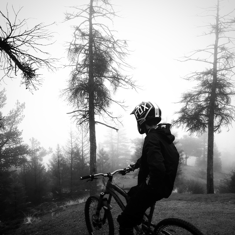 Riding in the fog is surreal. Prime conditions right after some snow followed by rain. Not too shabby for a picture taken in the spur of a moment by an iPhone.