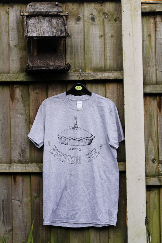 A Slice of British Pie Shirts. Grab one now and look like a don on the trails. Message me for more details!