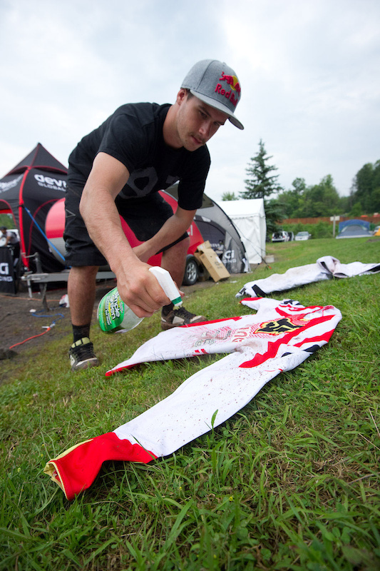 Steve cleaning off his race whites at Windham back in 2011.