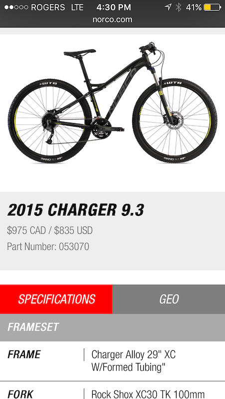 norco charger 9.3 2015