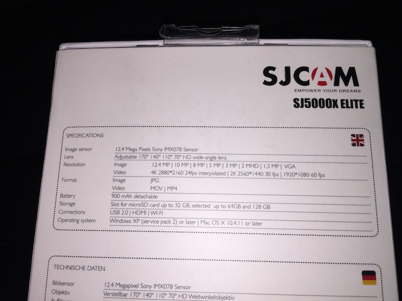 2016 SJCAM SJ5000X ELITE ACTION CAMERA 4k GoPro