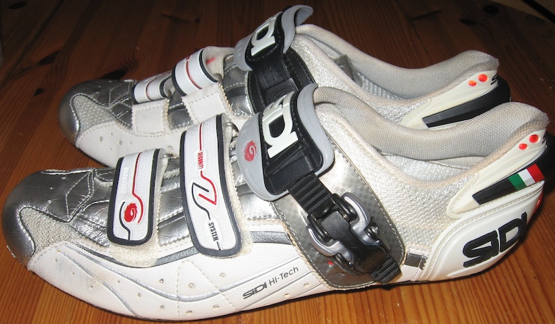 2007 Sidi Men's White/Chrome Genius 6.6 Carbon Shoes 44.5