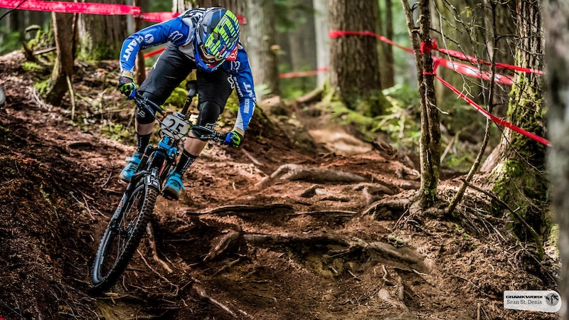 Josh Carlson on the first stage of the SRAM Canadian Open Enduro Presented by Specialized. In Whistler British Columbia Sean St.Denis 