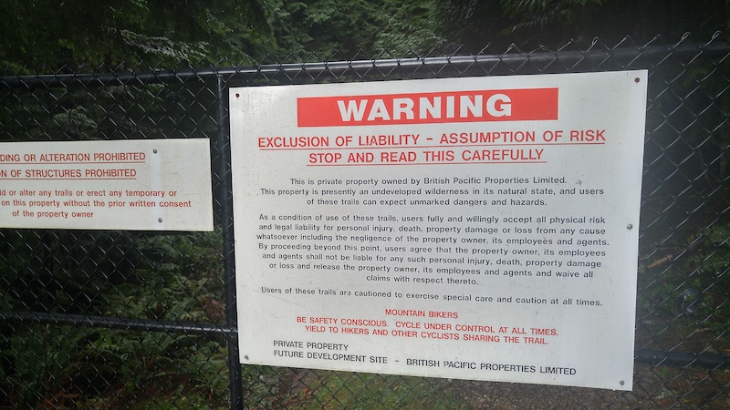 Sign in West Vancouver from British Pacific Properties - NO TRESPASSING. On 3rd Switchback