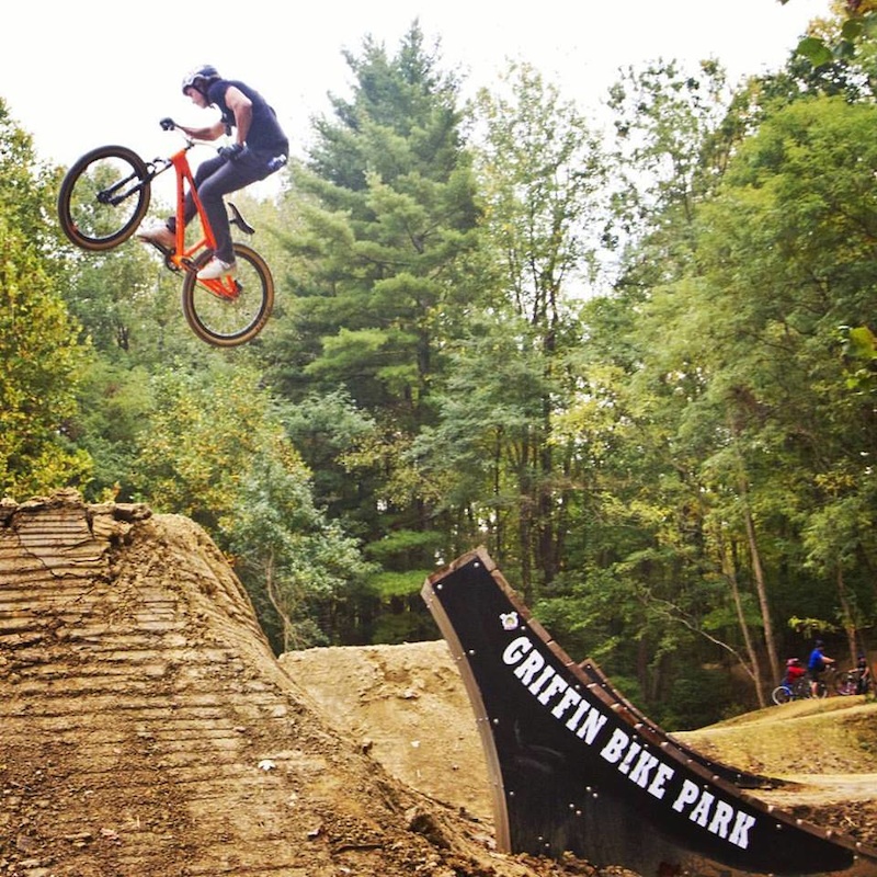 @brianlopes going big at the Griffin Bike Park Grand Opening. #mtb #dirtjumps #bikepark #indiana photo credit to Andrea Wilson of http://www.capturedbywilson.com/ — at Griffin Bike Park.
