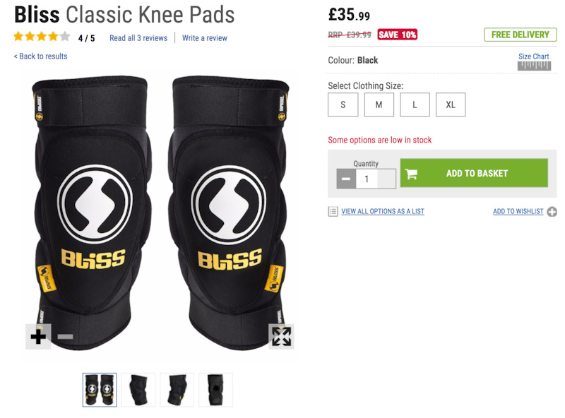 2016 Bliss Classic Knee Pads Size M &amp; L