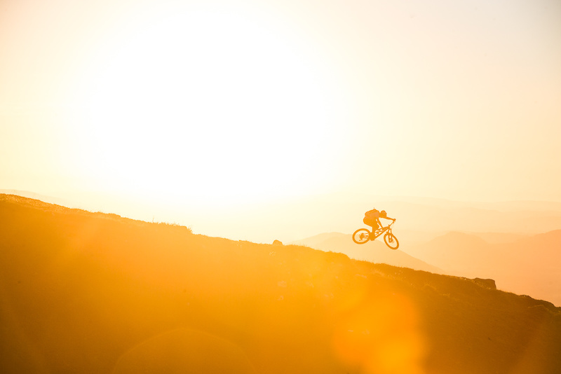 Robin Wallner at sunset on the slopes of Vulcan Villarica.