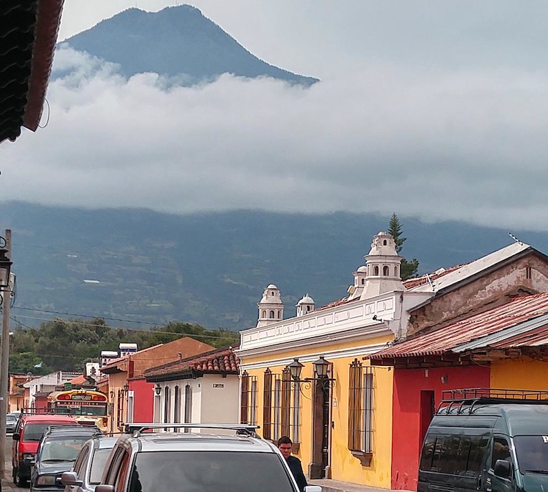 Volcan Agua looms over the beautiful town on Antigua