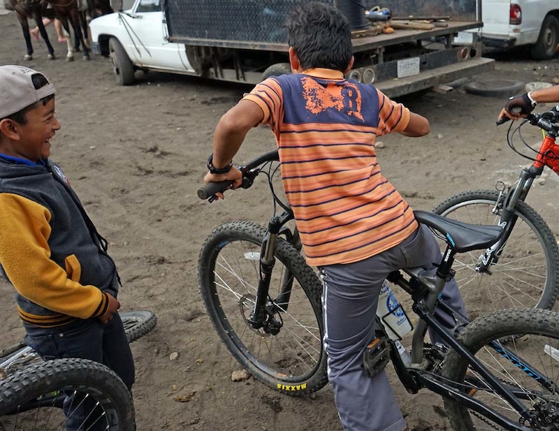 Another stoked kid on my bike on the Volcan Pacaya ride. Seconds after he was on the bike he grabbed a bit too much front brake nutted himself and his sister just about killed herself laughing. Ouch 